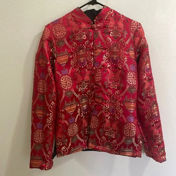 Sophie Chang Studio Embroidered Silk Reversible Kimono Jacket - Picture 4 of 16